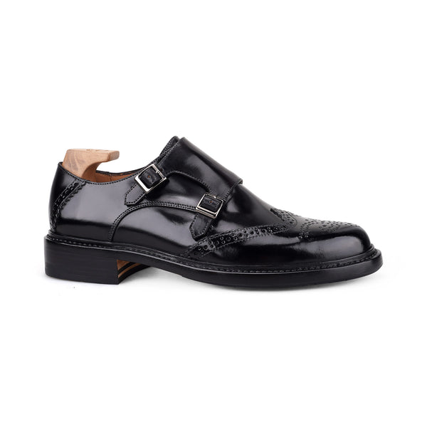 BEIFENG  Brogues Double Monks in Shell Cordovan